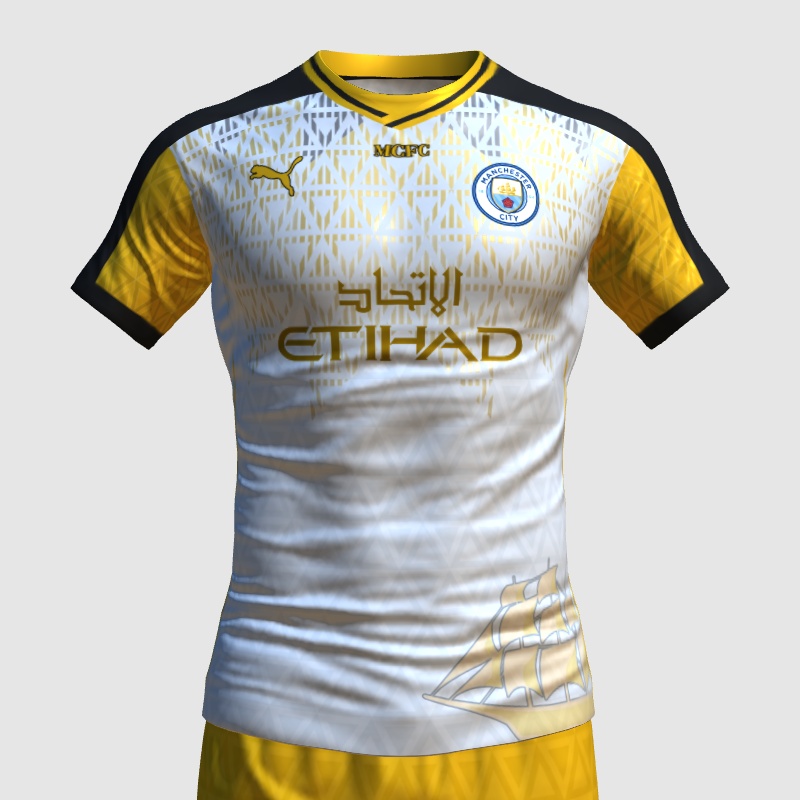 Manchester City Gold Away Kit Concept FIFA 23 Kit Creator Showcase